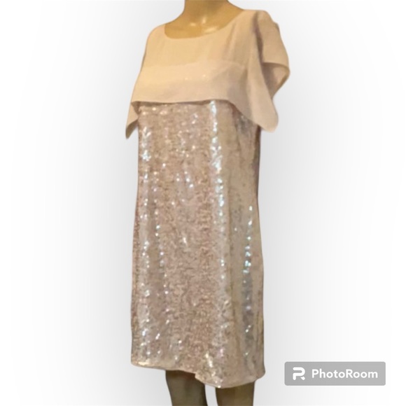 RW&CO Rose Gold Sequined Sheath Dress Size Small - Picture 2 of 11